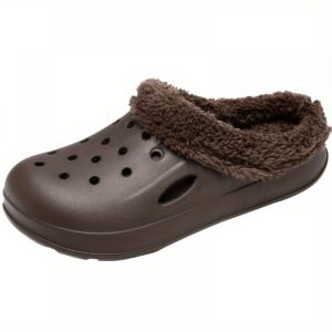 Men's Winter House Clogs,  Casual Non Slip Breathable Slip-on Soft Sole Sandal Slippers With Fuzzy Lining For Walking