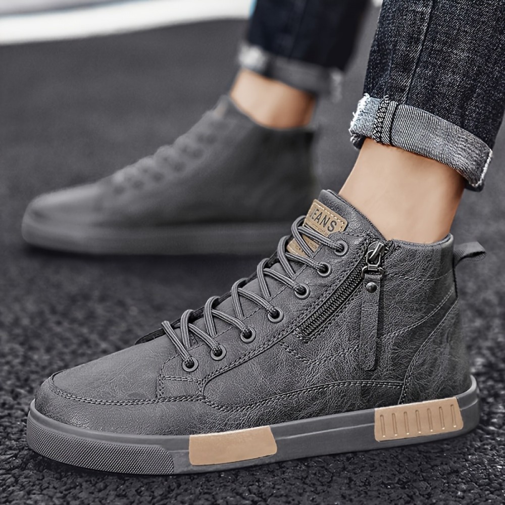 Men's Trendy Skate Shoes, Comfy Non Slip Lace Up Street Style Casual Sneakers For Men's Outdoor Activities - Image 3