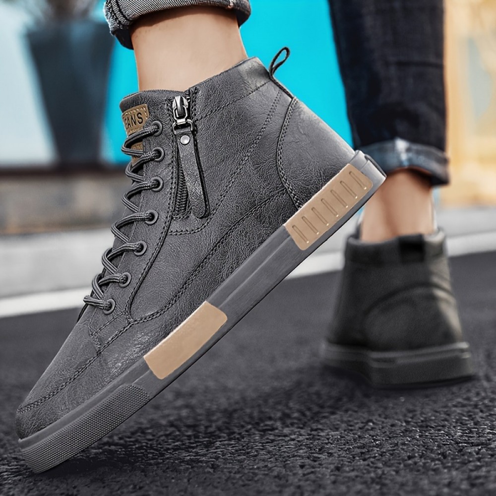Men's Trendy Skate Shoes, Comfy Non Slip Lace Up Street Style Casual Sneakers For Men's Outdoor Activities - Image 4