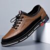 Men's No Tie PU Leather Sneakers - Casual Walking Shoes - Comfortable And Easily Wiped Clean
